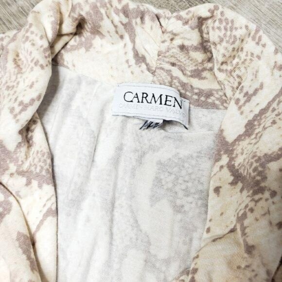 Carmen Marc Valvo Sleeveless Snake Print Blouse Size M Beige/Brown - Picture 3 of 8